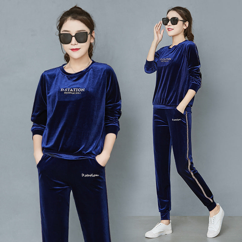 Wide Leg Trousers For Women In A Velvet Tracksuit