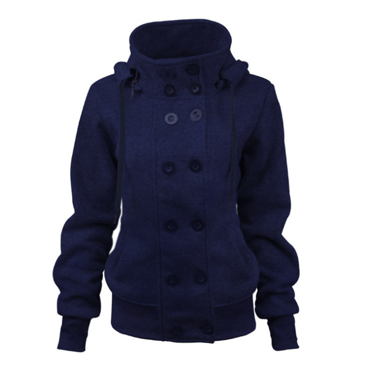 Best-Selling Double-Breasted Detachable Hood Jacket - Thick Warm Cotton Coat for Women