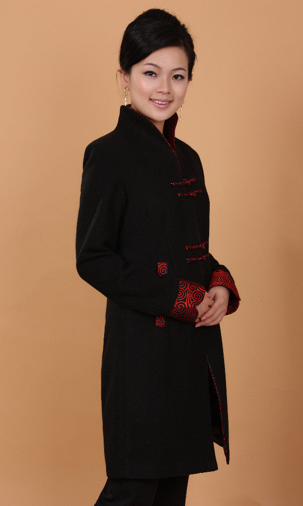 Women's Retro Wool Mid-Length Trench Coat