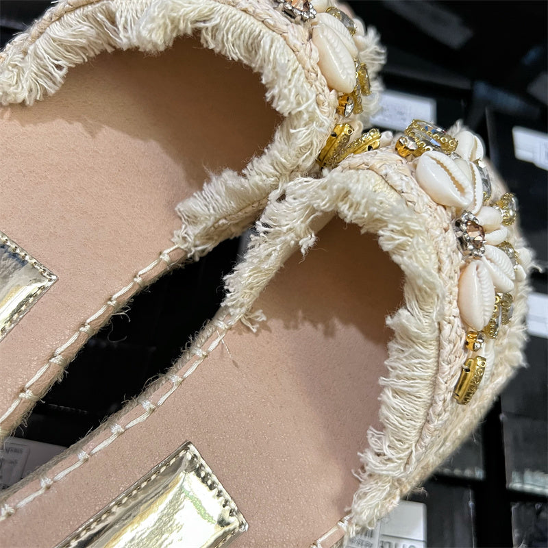 Beach Shell Sandals - Ethnic Tassels