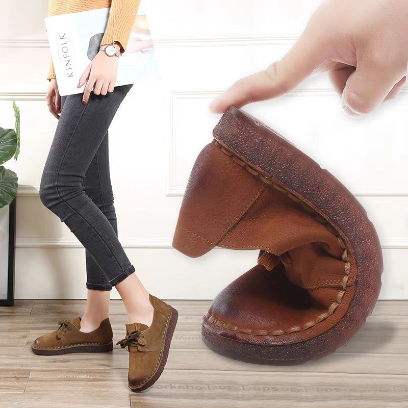 Retro Beef Tendon Soft-Sole Comfortable Cowhide Shoes For Women