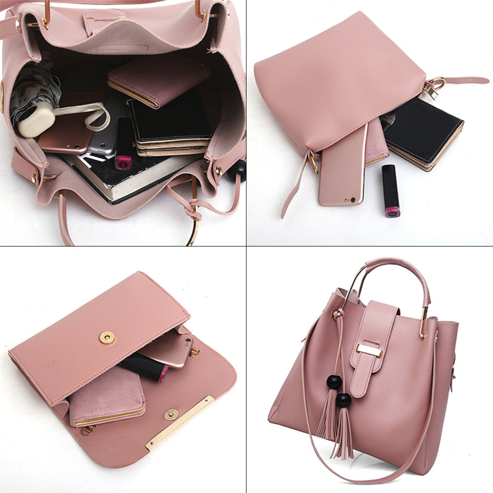3-Piece PU Leather Shoulder Bag Set