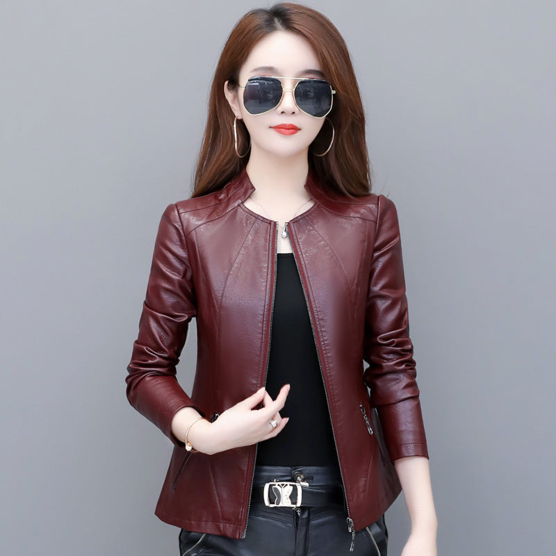 Korean-Style  Slim Leather Jacket