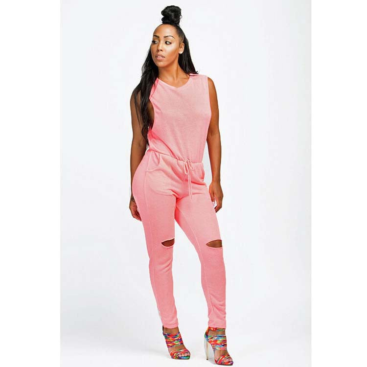 Urban Leisure Zipper Drawstring One-Piece Jumpsuit