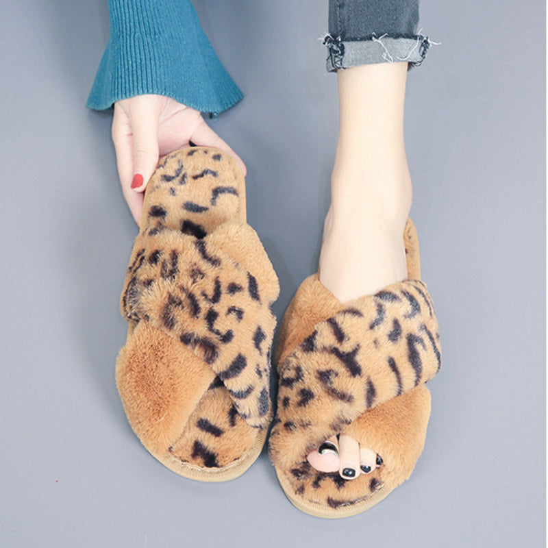 Fuzzy Flat Bedroom Slippers For Women