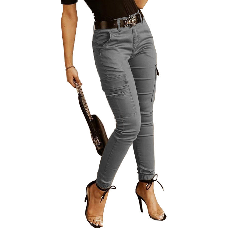Women's Low-Waist Pockets Long Trousers