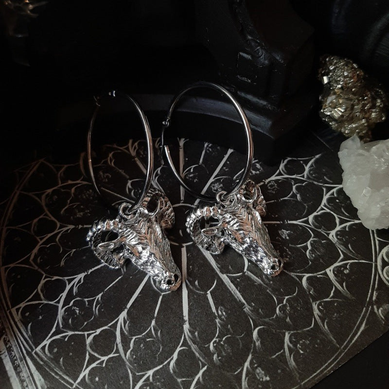 New Baphomet Style Goat Hoop Earrings