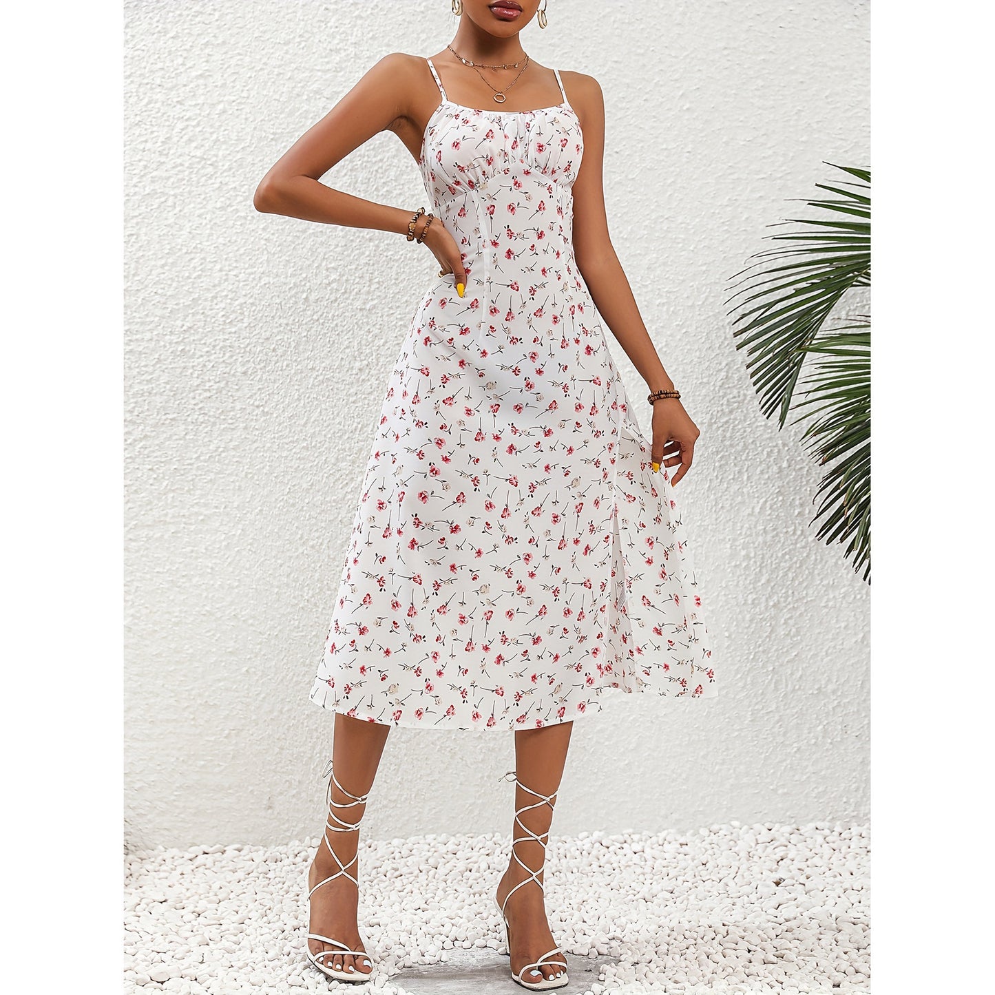 New Polka Dot-Print Suspender Dress
