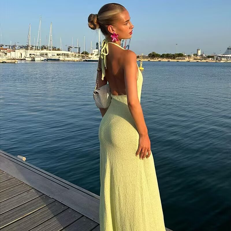 Halter Backless Slit Long