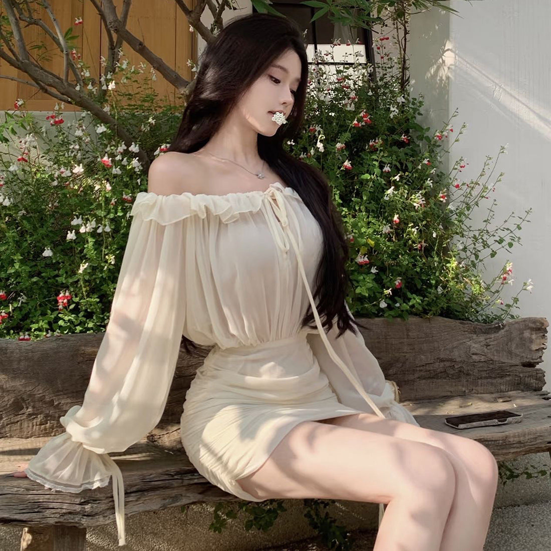 Off-Shoulder Hip-Hugging Mini Dress