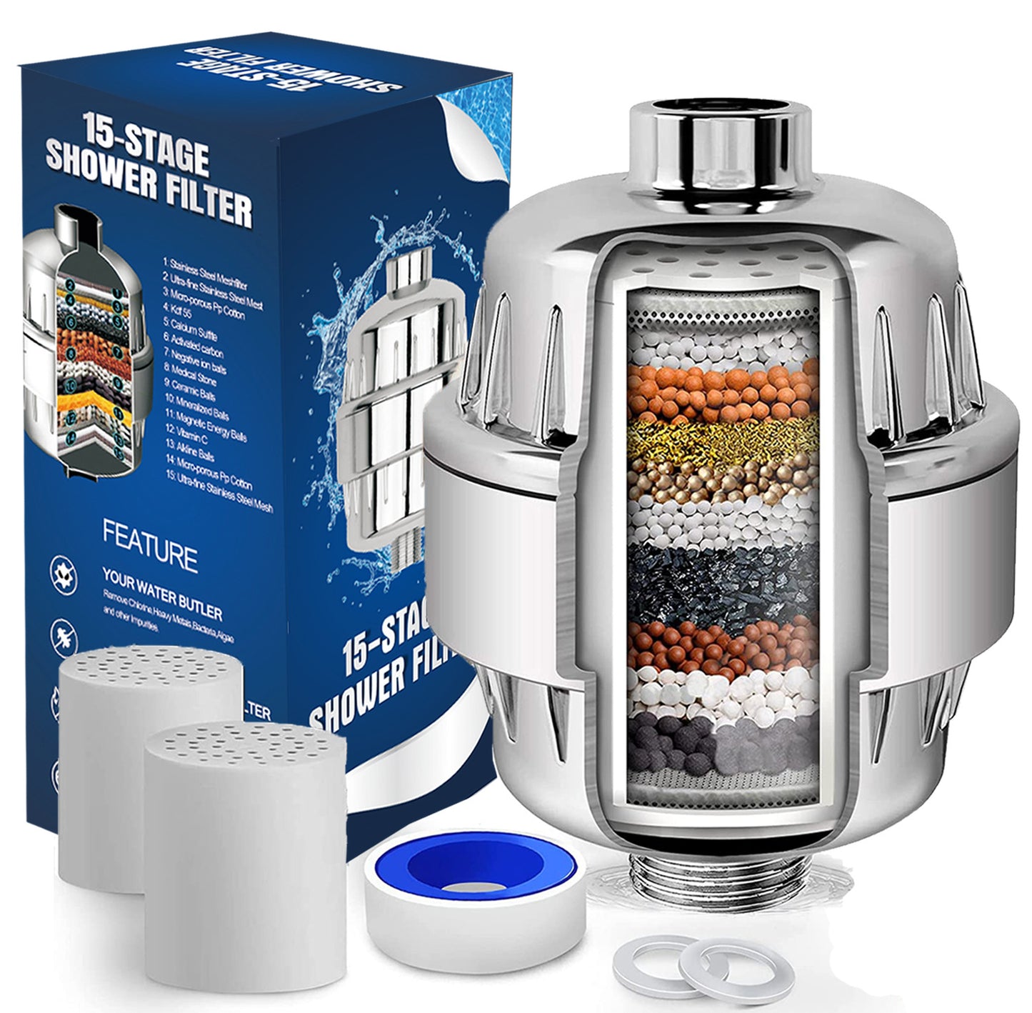 Seventeen-Layer Shower Filter - Active Health Shower Head