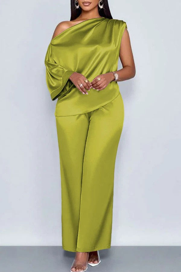 Satin Off-Shoulder Outfit