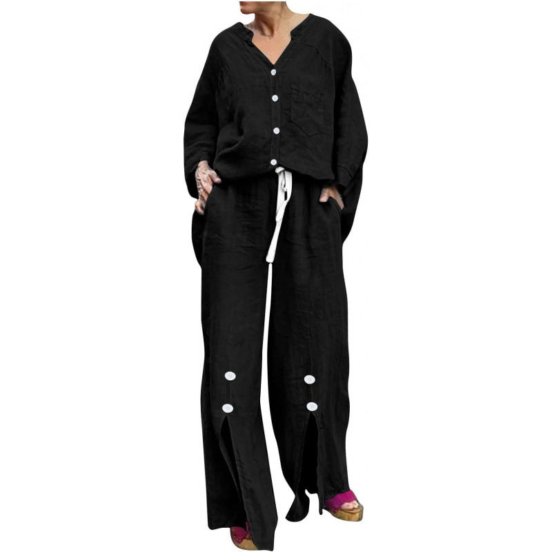 Women's Long-sleeve Cardigan Top And Pants Set