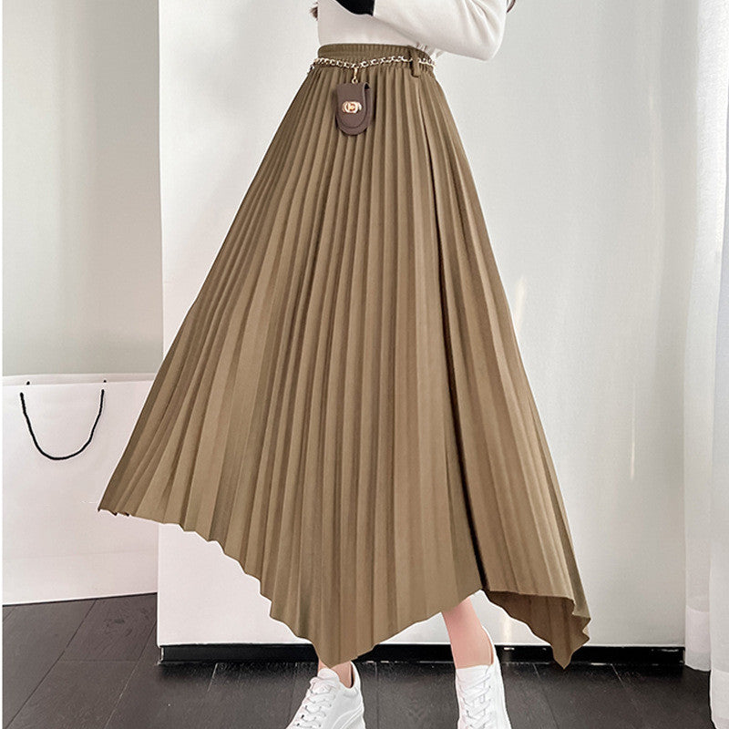 All-Match Velvet Pleated Skirt