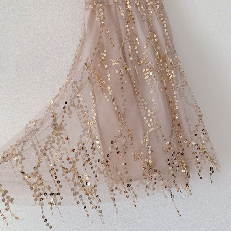 Women's Beach Sequin Suspender Backless Dress