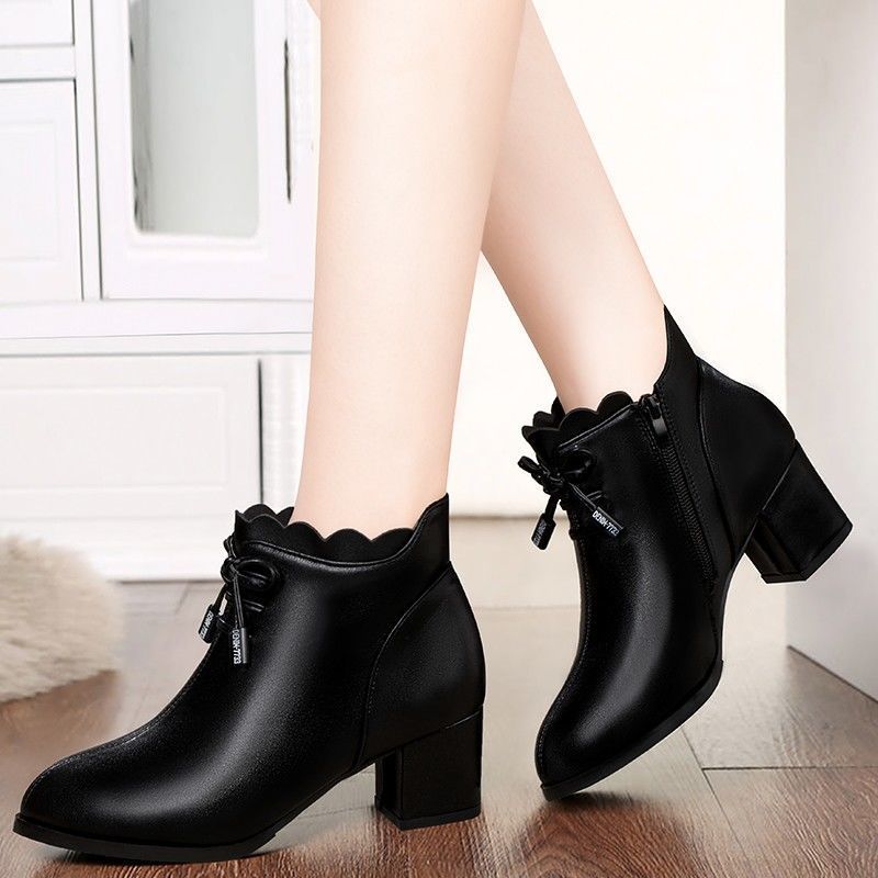 Velvet Soft Leather Short Boots