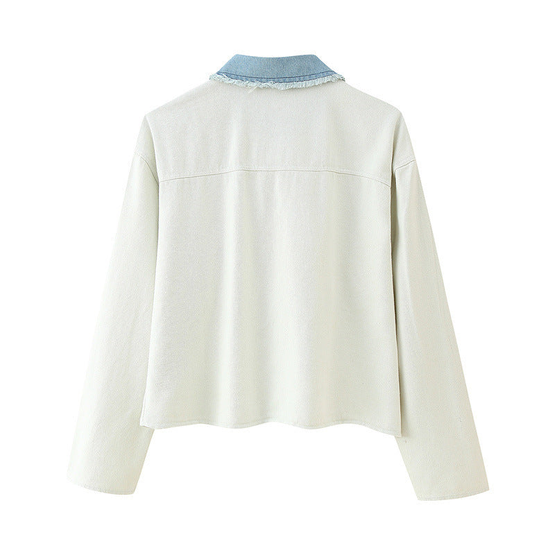 Knitted Stitching Denim Cardigan Jacket