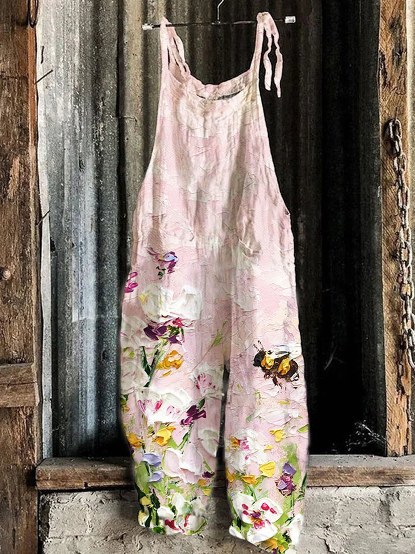 Sweet Little Print Retro Wide-leg Women's Jumpsuit