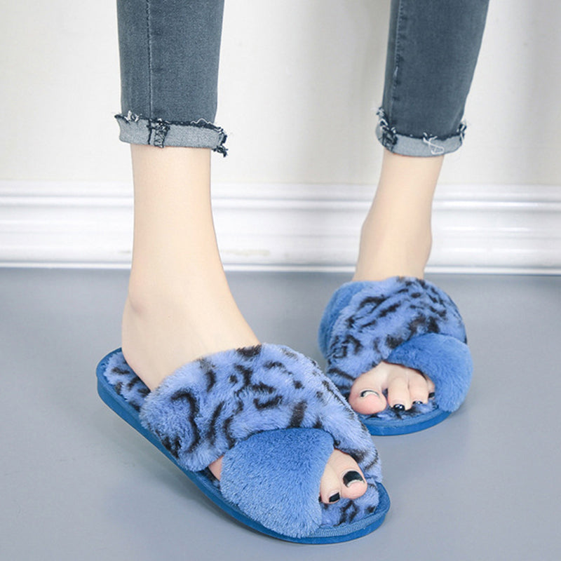 Fuzzy Flat Bedroom Slippers For Women