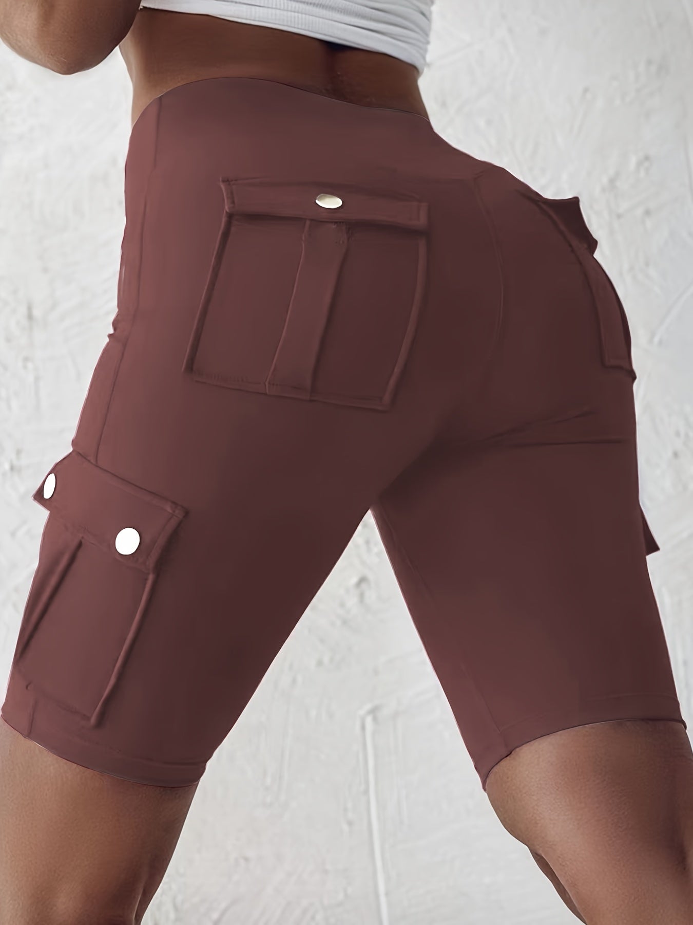 Solid-Colour High-Waist Skinny Shorts