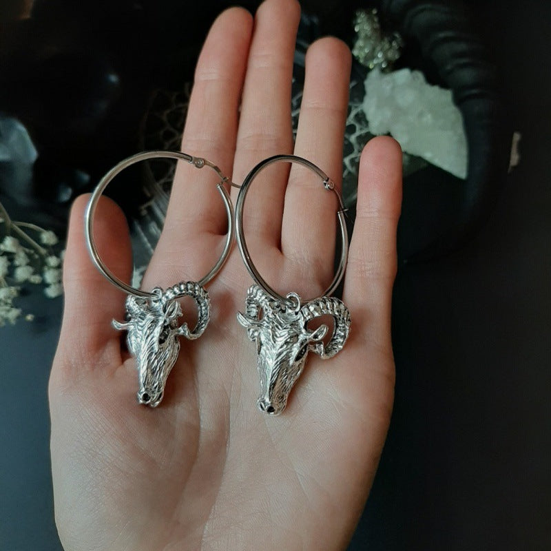 New Baphomet Style Goat Hoop Earrings