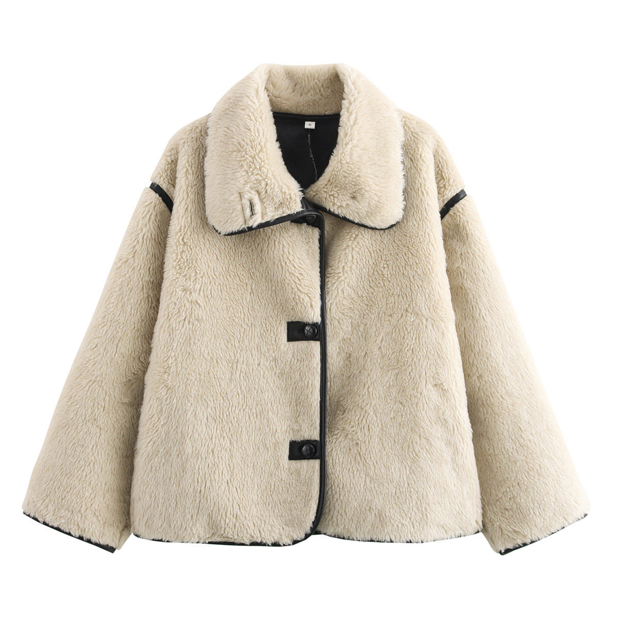 Lapel Fur Integrated Plush Coat