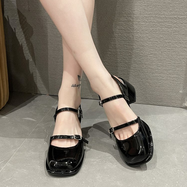 Thick-Heel Toe-Box Buckle Fashion High-Heel Sandals For Women