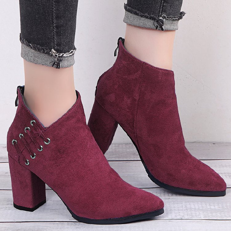 Fashion Pointed-Toe Zipper Martin Ankle Boots For Women