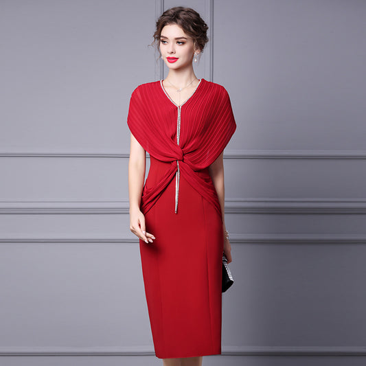 Slim Waist Length Skirt Red