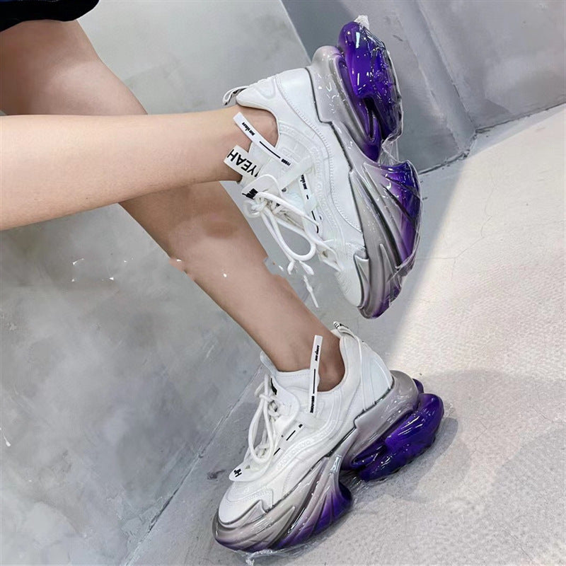 Leather Thick-Soled New Jelly High Casual Sports Shoes For Women