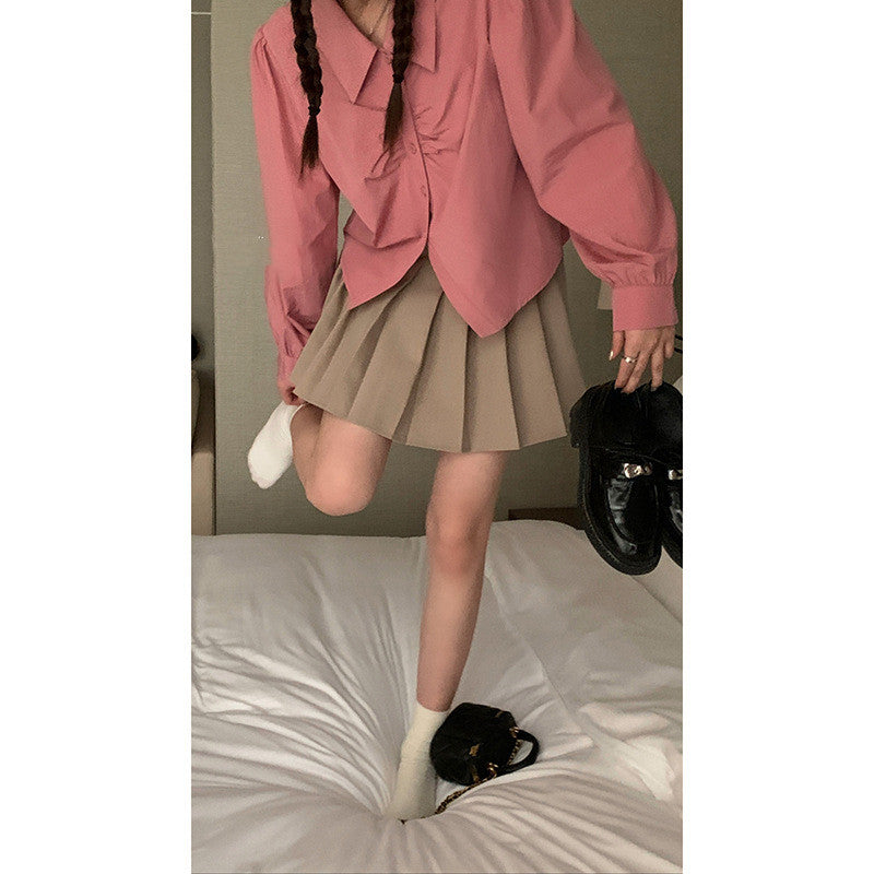 Women's Preppy-Style Design Double-Belt A-Line Skirt