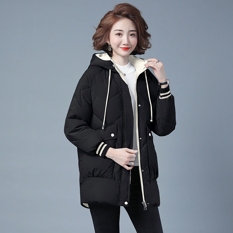 Warm Midi Loose Thickened Cotton Puffer Jacket For Women