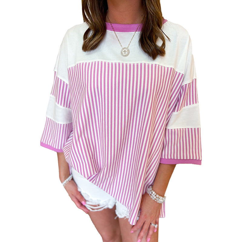 Striped Half-Sleeve Top