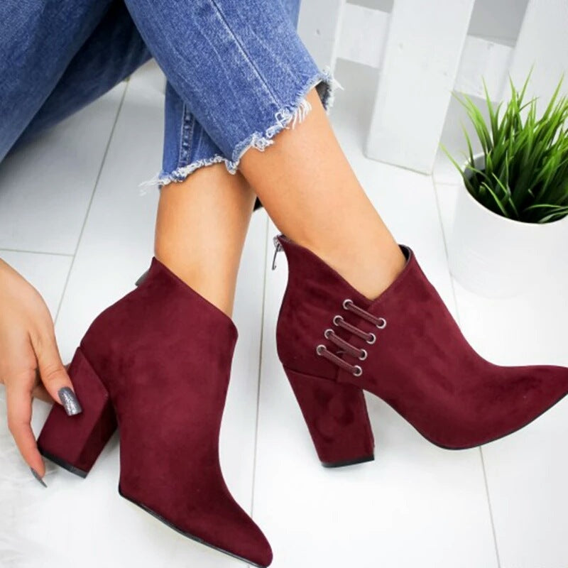 Fashion Pointed-Toe Zipper Martin Ankle Boots For Women