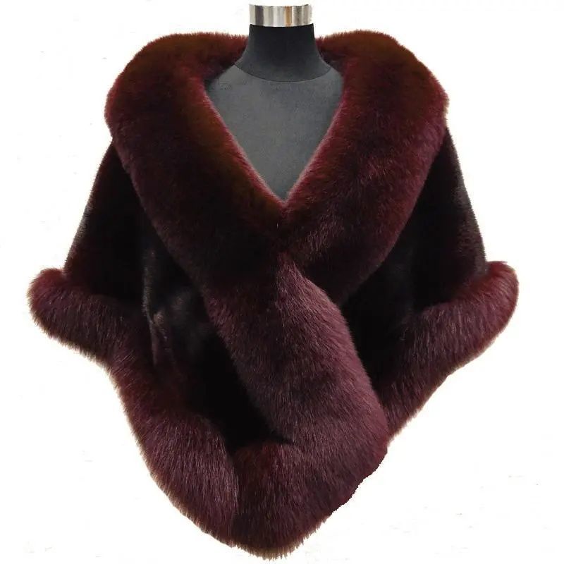 Luxury Fur Poncho Fluffy Shawl Jacket
