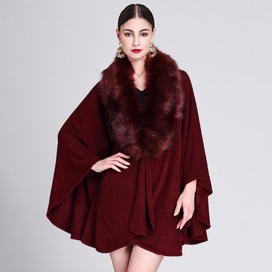 Splicing Plush Cloak Jacket
