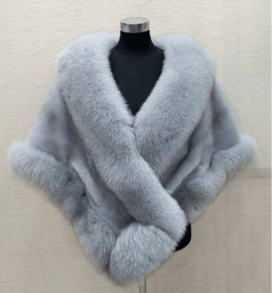 Luxury Fur Poncho Fluffy Shawl Jacket
