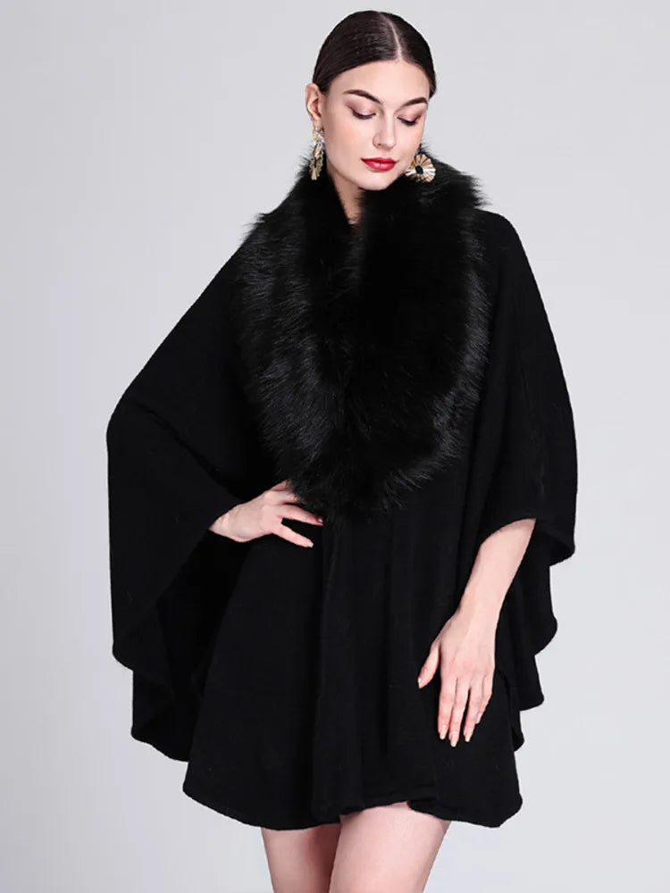 Splicing Plush Cloak Jacket