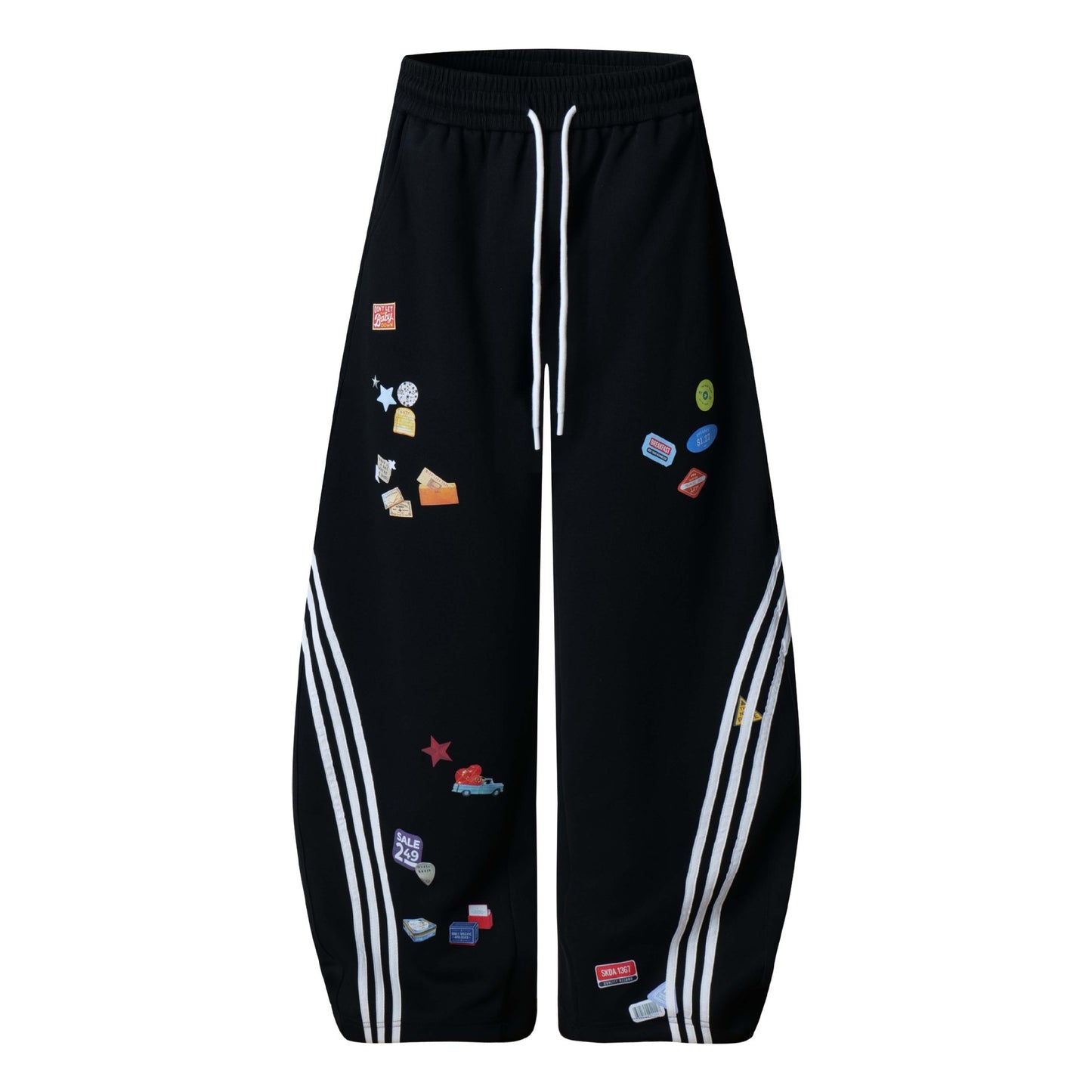 High Street Printed Wide-Leg Loose Trousers