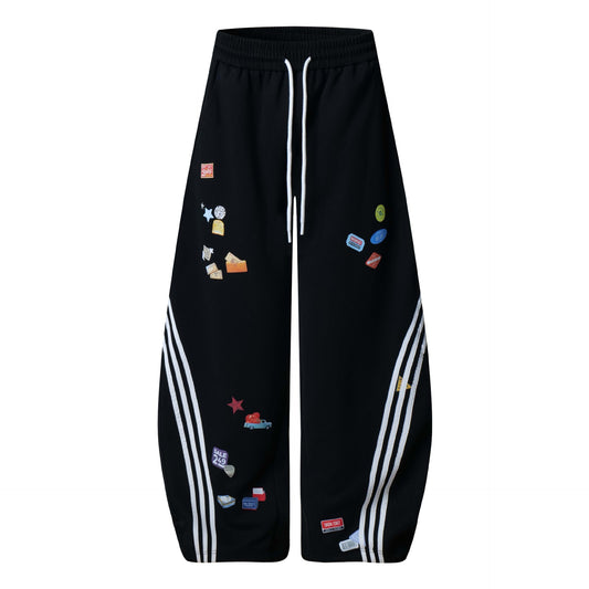 High Street Printed Wide-Leg Loose Trousers