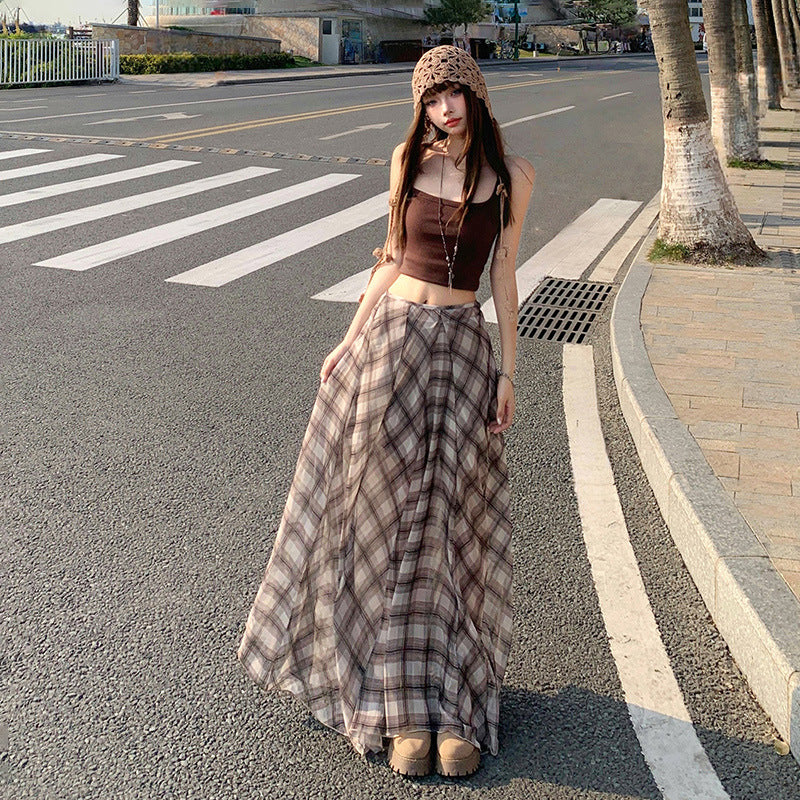 Trendy Casual Retro Brown Skirt