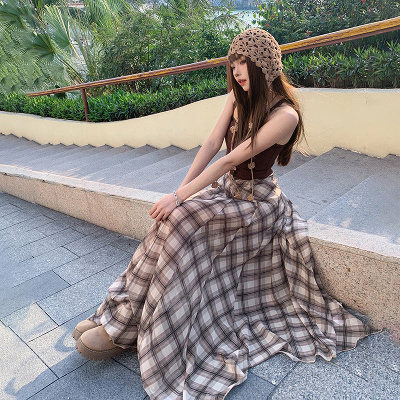 Trendy Casual Retro Brown Skirt