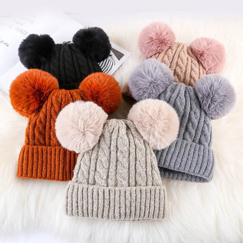 Pompom Wool Beanie Hat For Women