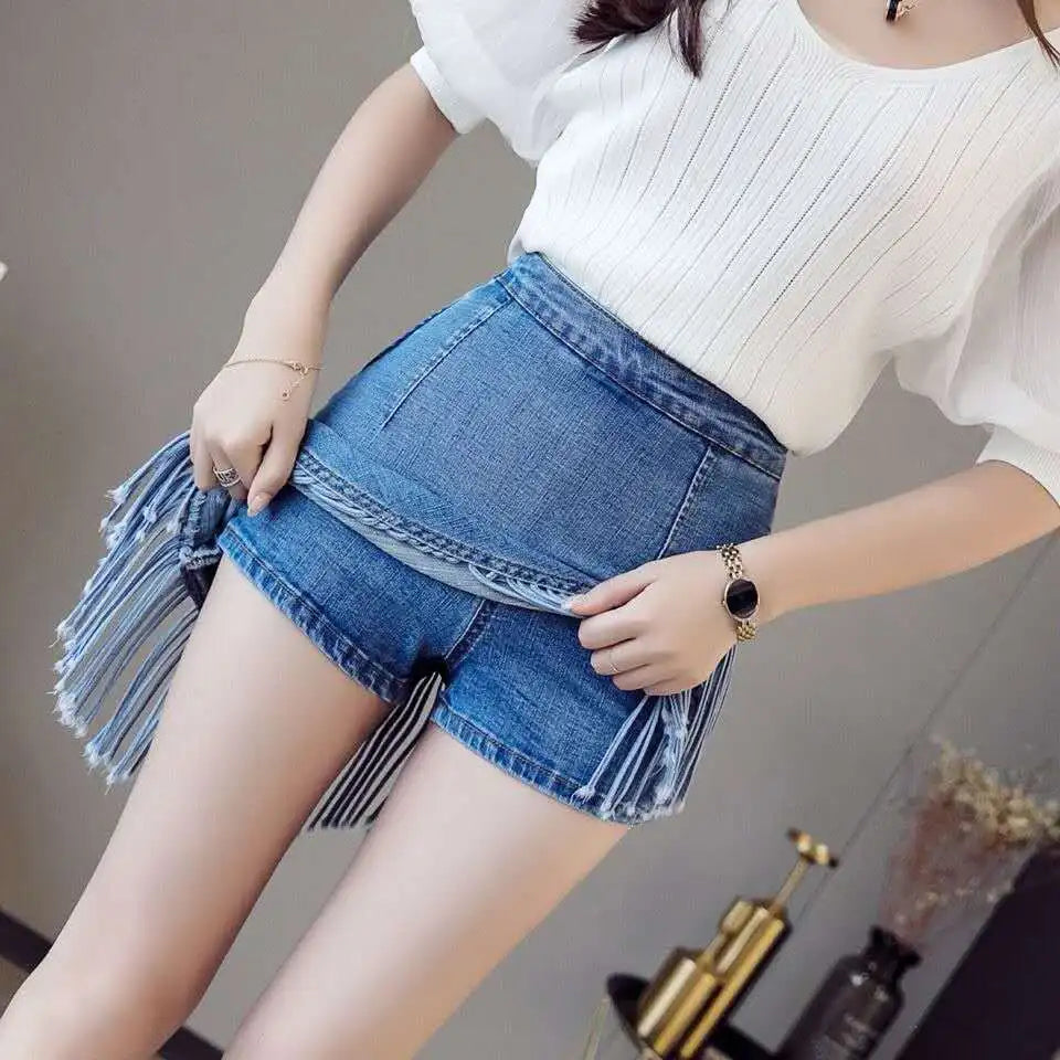 Tassel Bag-Butt  Jeans Mini Skirt