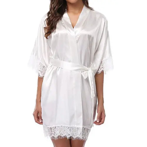 Silk Lace Women's Mini Robe - Half Sleeve