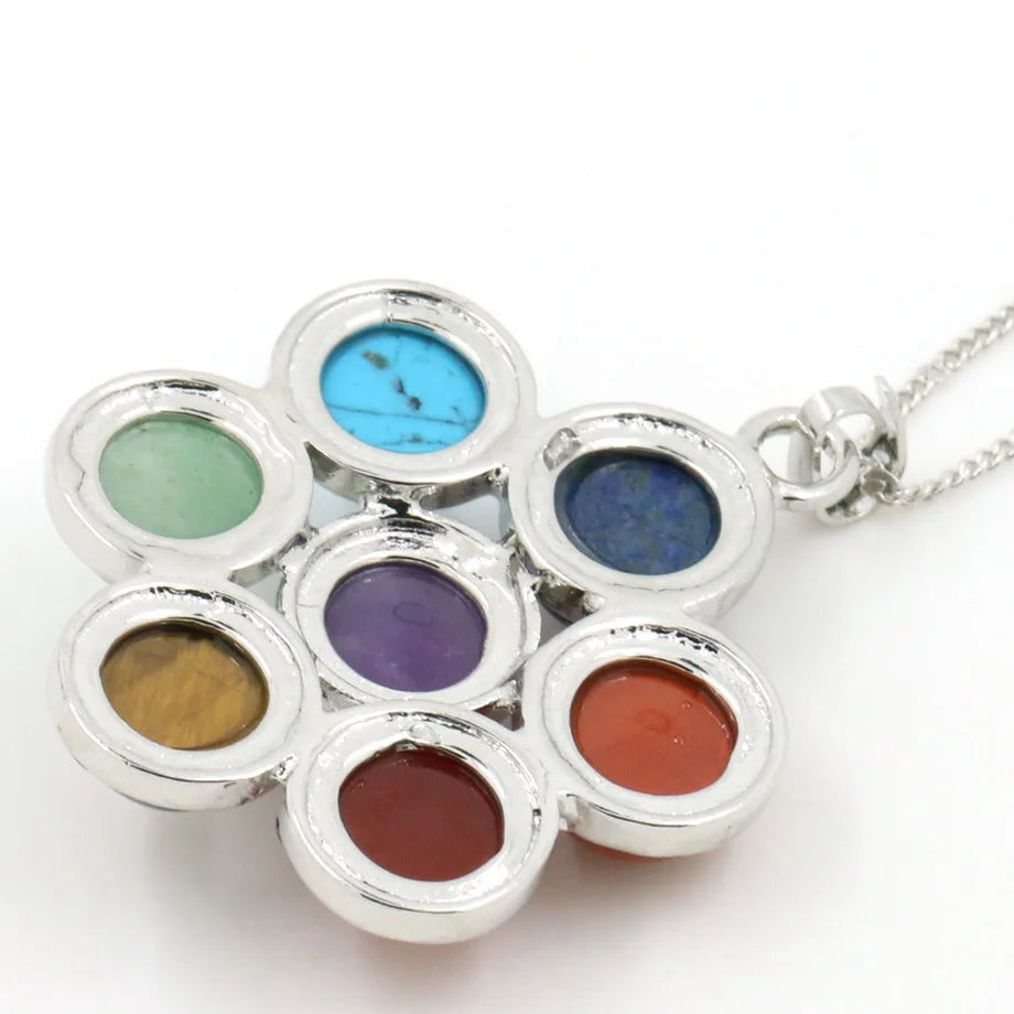 Natural Stone  Seven-Chakra Pendant Necklace