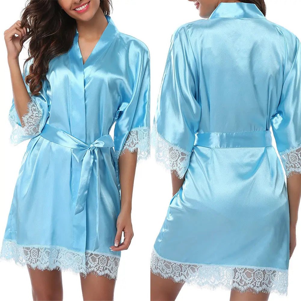 Silk Lace Women's Mini Robe - Half Sleeve