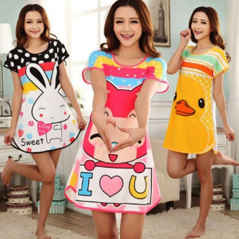 O-Neck Cute Cartoon Women's Sleepwear