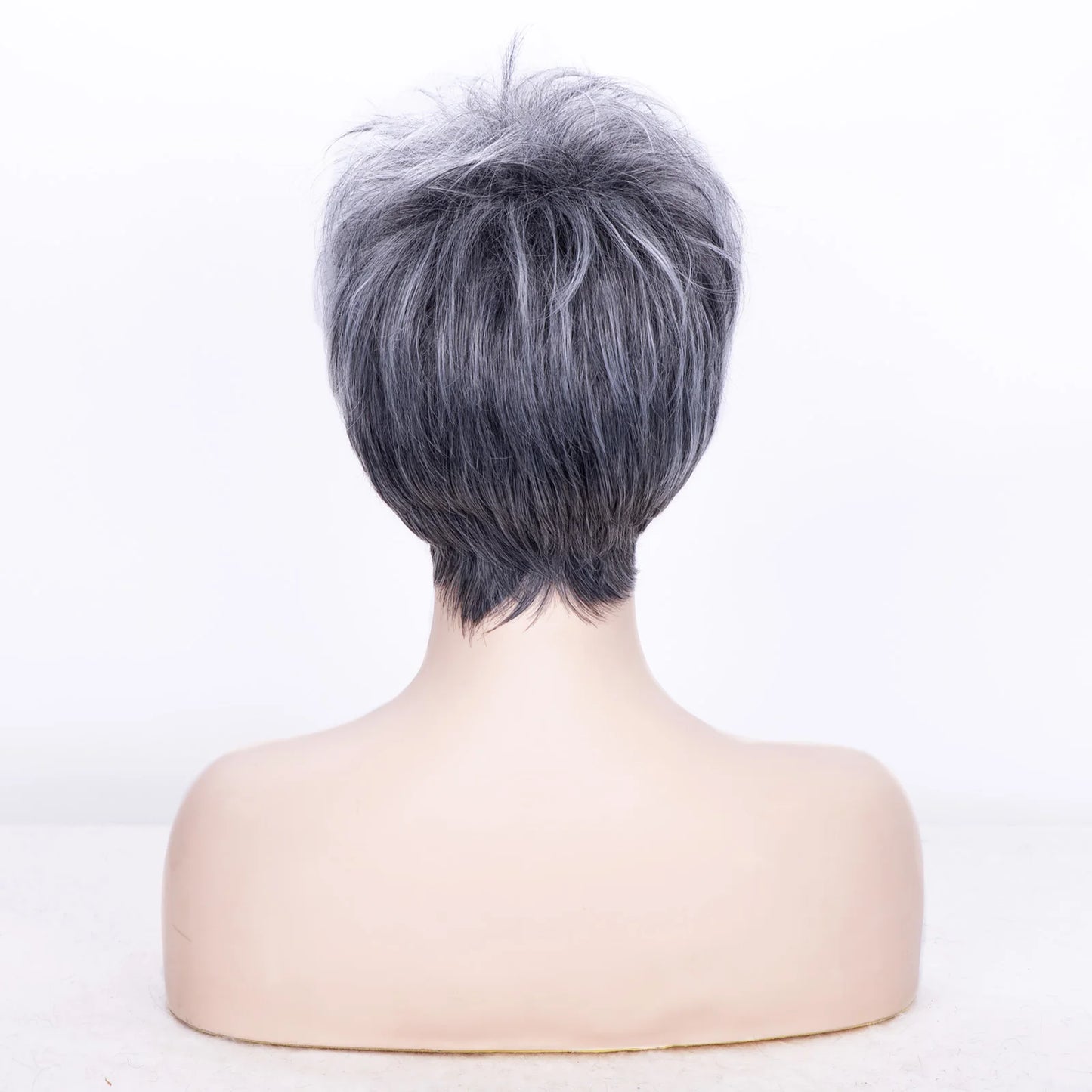 Women‘s Fashion Short Wigs with Bangs Pixie Cut Soft Straight Wigs Brown Synthetic Hair Wig Costume Party Wig for Women