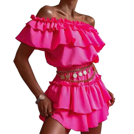 Layered Elegant Off-Shoulder Mini Dress